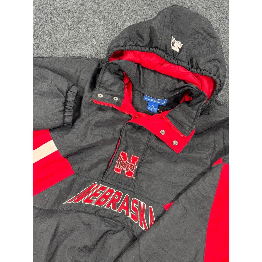 VTG 90s Starter Nebraska Cornhuskers Huskers Pullover Jacket XL Hooded